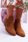 Botki Damskie Wiosenne Kowbojki Camel Matty