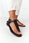 Skórzane Sandały Japonki Big Star HH274700 Czarne