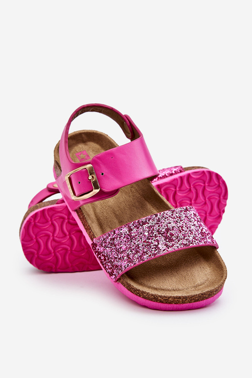 Skórzane Dziecięce Sandałki Big Star LL374135 Różowe