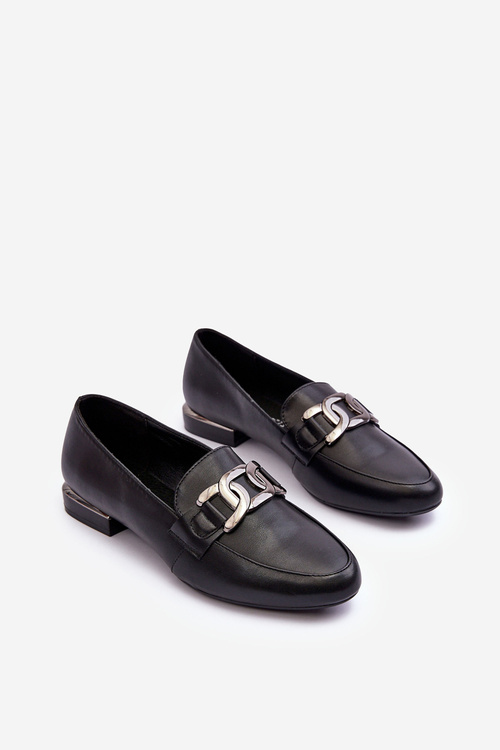 Mokasyny Damskie Z Ozdobą Czarne Camilena