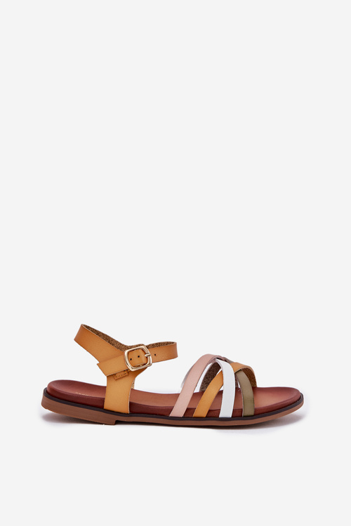 Damskie Sandały Z Przeplatającymi Się Paskami Sergio Leone SK090H Żółte