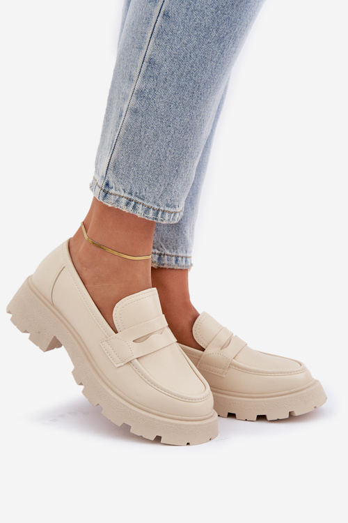 Mokasyny Damskie Z Eko Skóry Jasnobeżowe Sendall