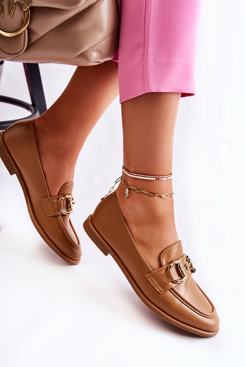 Damskie Skórzane Mokasyny Camel Coriso