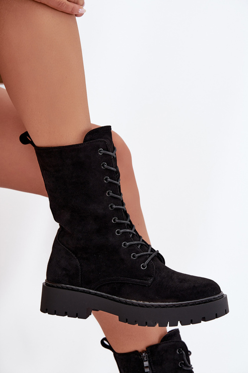 Botki Workery Damskie Ocieplane Czarne Marvielle