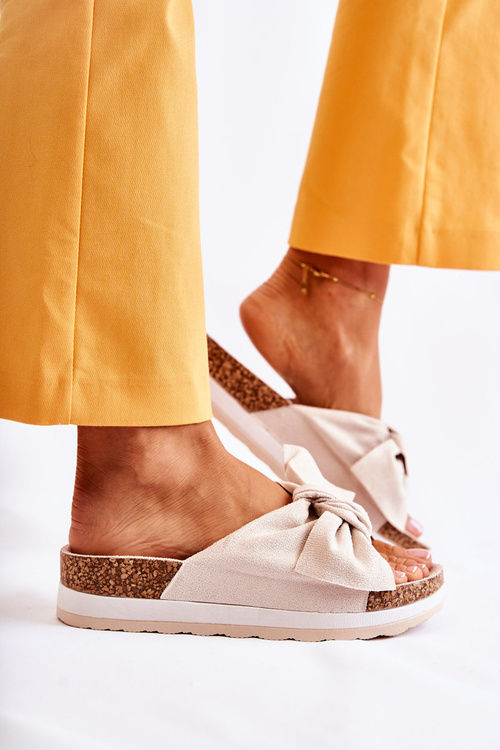 Klapki Na Platformie Beżowe So Comfy