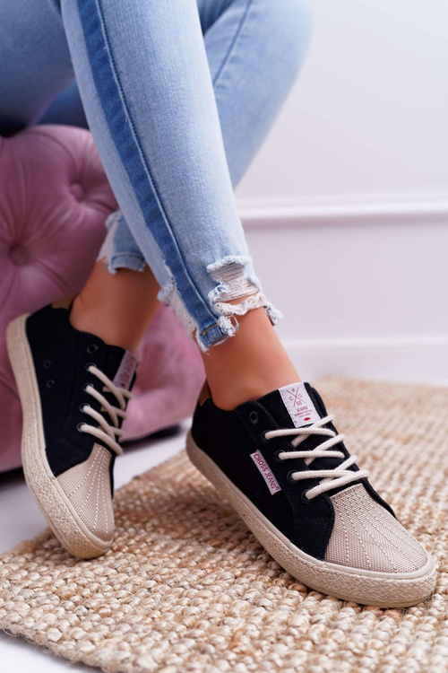 Trampki Damskie Cross Jeans Czarne DD2R4093