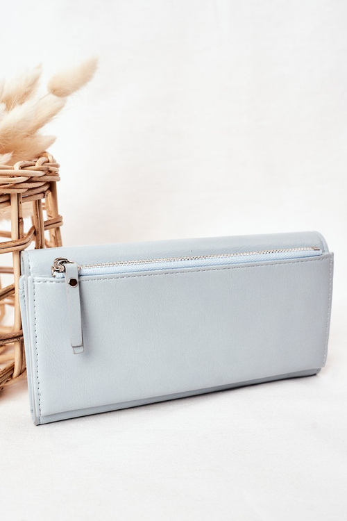 Duży Portfel Damski Na Magnes Błękitny