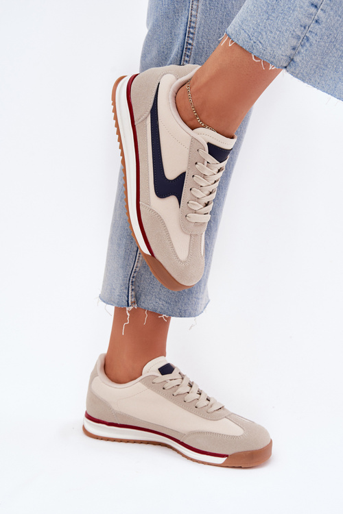 Buty Sportowe Sneakersy Damskie Beżowe Zerina