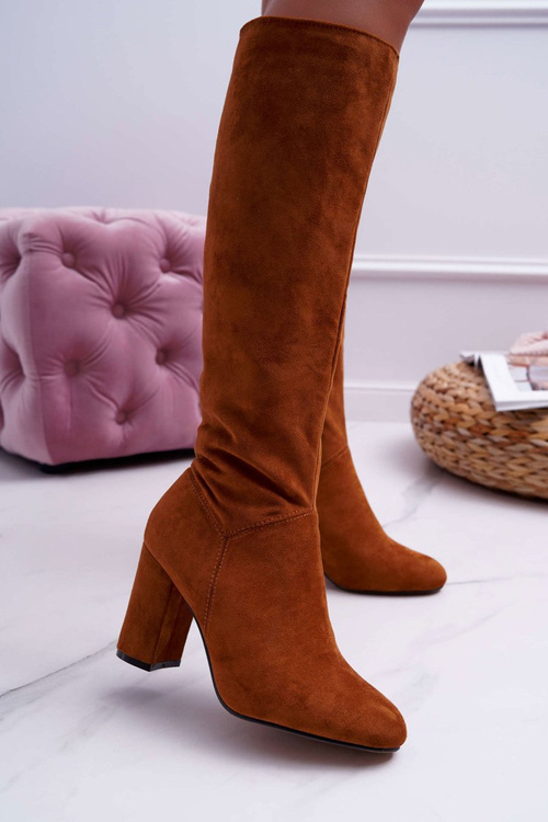 Kozaki Damskie Na Słupku Do Kolana Camel Mercure