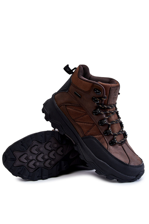 Męskie Buty Trekkingowe Ocieplane Cross Jeans KK1R4019C Ciemnobrązowe