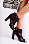 Zamszowe Ażurowe Botki Czarne Jenissa