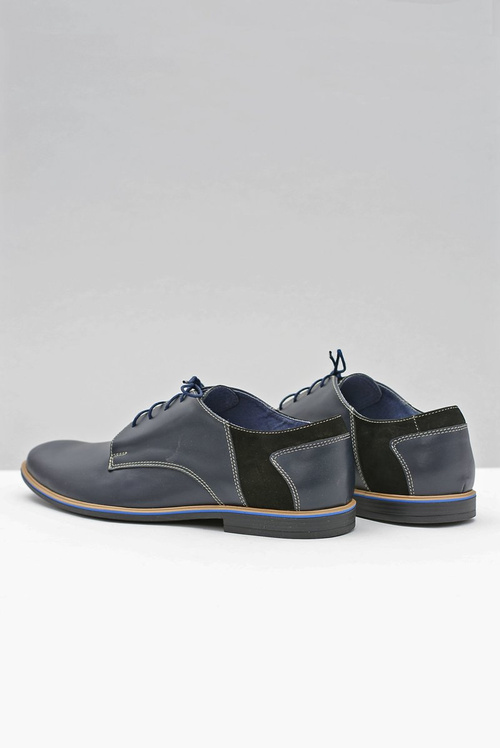 Męskie Półbuty Bednarek Eleganckie Skórzane Granatowe Biagio