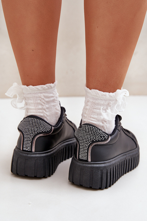 Sneakersy Damskie Z Przypinkami Czarne Grelesi