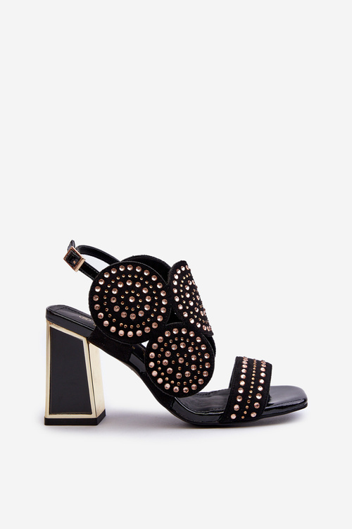 Zdobione Sandały Na Słupku D&A CR026 Czarne