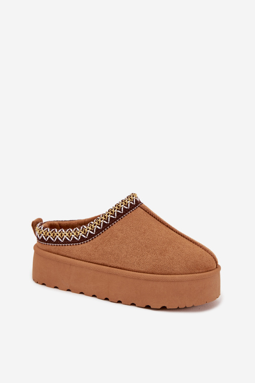 Śniegowce Dziecięce Młodzieżowe Z Haftem Na Platformie Camel Jolisse