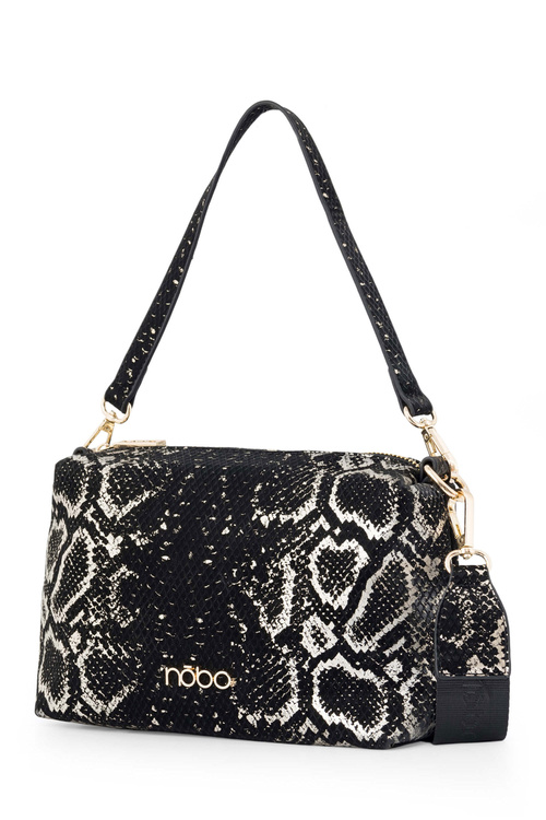 Klasyczna Torebka Listonoszka Wężowy Wzór NOBO N1340-CM23 Czarno-Złota