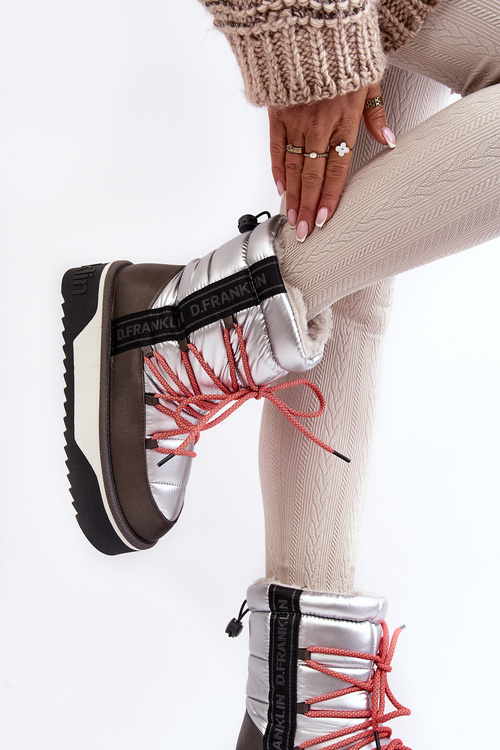 Śniegowce Damskie Na Grubej Podeszwie Wegańskie D.Franklin DFSH371006 Srebrne