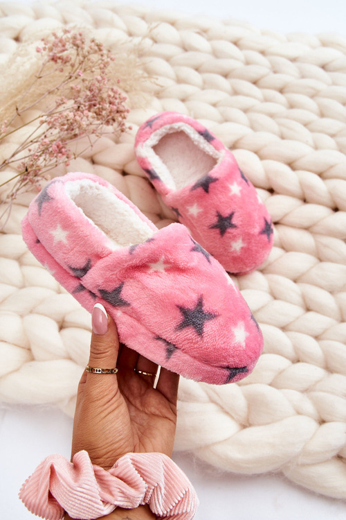 Dziecięce Ocieplane Wsuwane Papcie W Gwiazdy Różowe Meyra