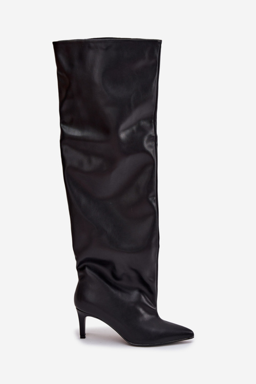 Kozaki Damskie Na Szpilce Wsuwane Czarne Mavilla