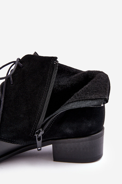 Modne Damskie Sznurowane Botki Czarne Kefora