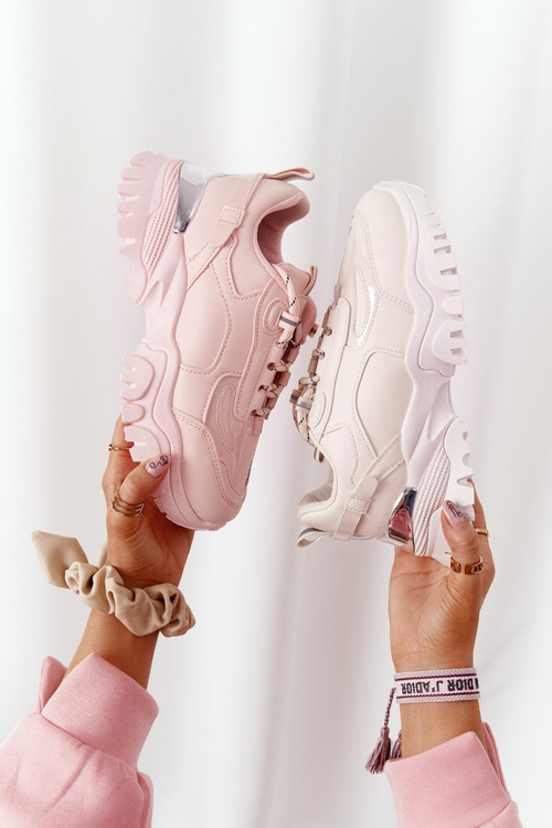Damskie Sneakersy Na Masywnej Podeszwie Różowe Influencer