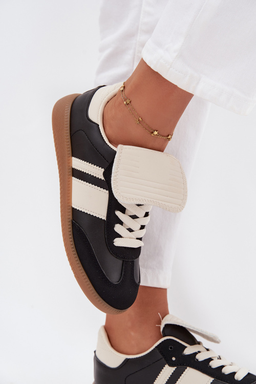 Niskie Sneakersy Damskie Z Wywiniętym Językiem Czarne Ardira