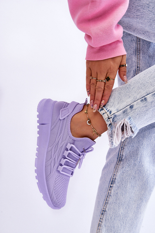Damskie Wsuwane Buty Sportowe Sneakersy Fioletowe Rosett