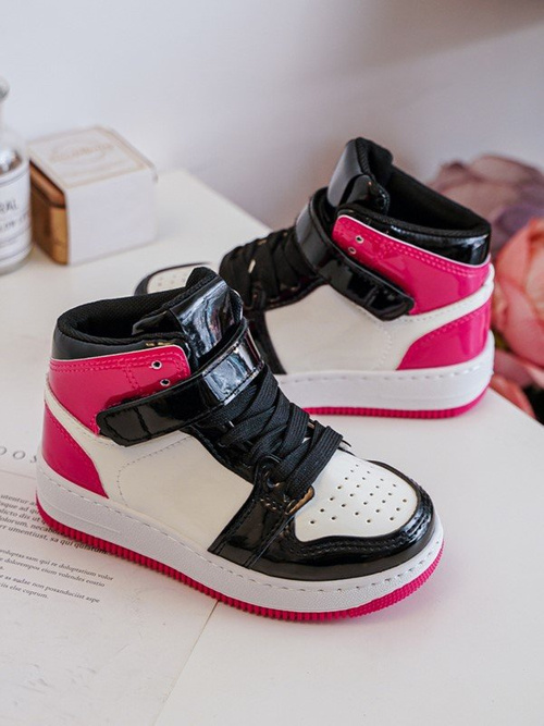 Dziecięce Buty Sportowe Lakierowane Różowo-Białe Milara