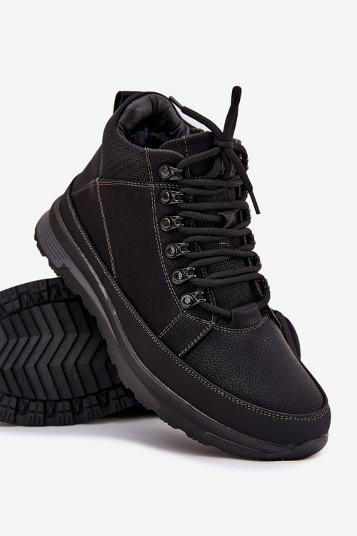 Buty Trekkingowe Trapery Męskie Ocieplane Czarne Wivelle