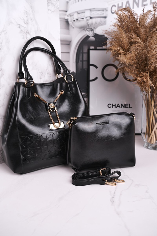 Elegancka Damska Torba z Kosmetyczką MONNARI BAG5810-020 Czarna