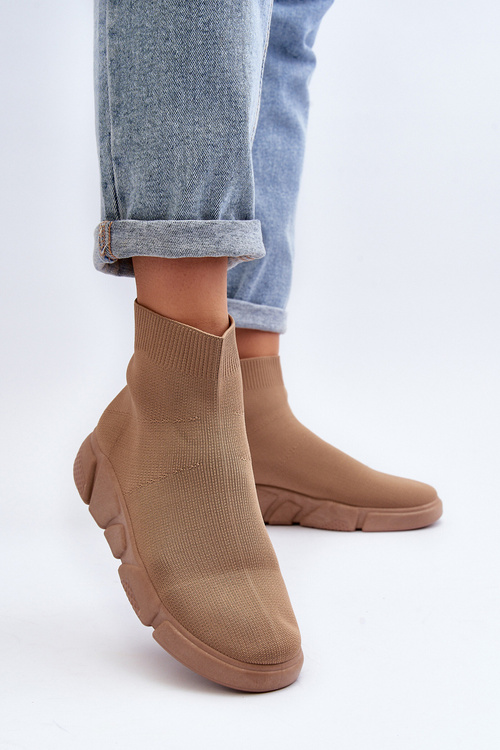 Damskie Buty Sportowe Ze Skarpetą Beżowe Zirila