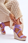 Wygodne Sandały Na Wysokim Koturnie Fioletowe Lemira
