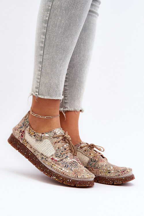 Wzorzyste Półbuty Damskie Maciejka 06347-04 Beżowe