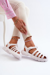Damskie Piankowe Sandały Rzymianki Białe Gasaria