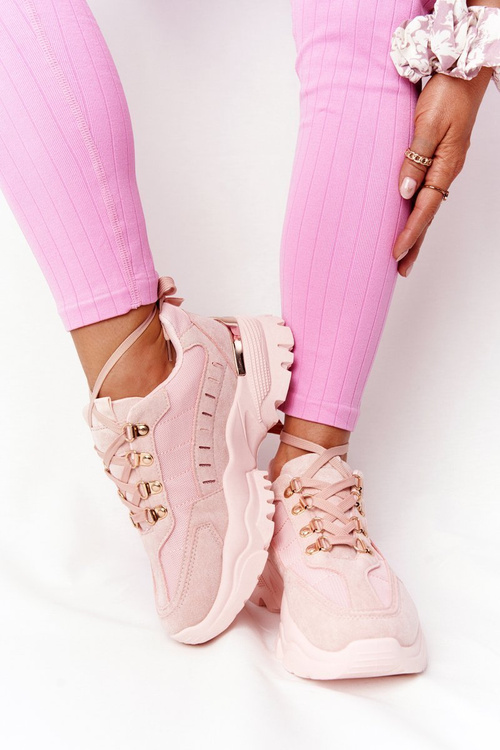 Damskie Sneakersy Na Dużej Podeszwie Różowe Good Mood