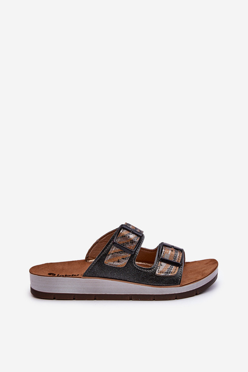 Wygodne Klapki Damskie Z Klamrami Inblu CP000045 Czarne