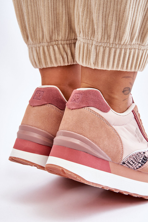 Modne Sneakersy Memory Foam System Big Star LL274366 Różowe