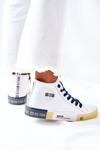 Skórzane Wysokie Trampki Big Star II274137 Białe