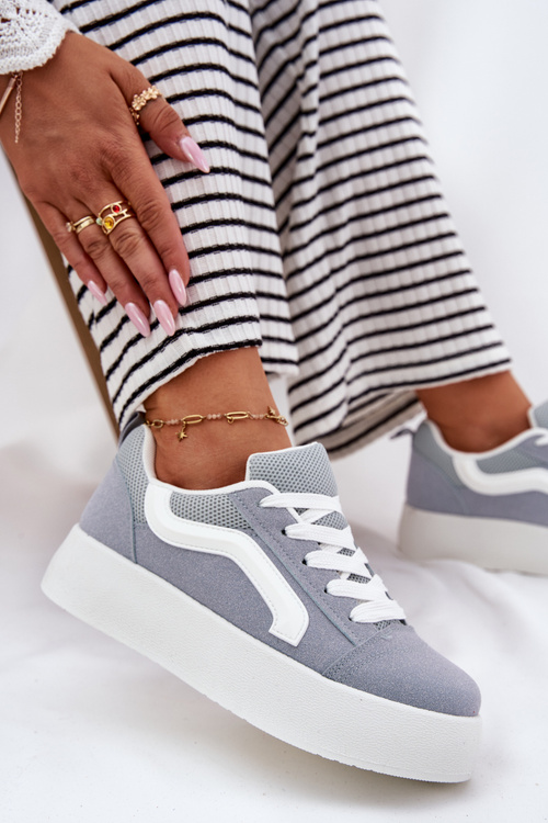 Sneakersy Damskie Na Platformie Niebieskie Tellnira