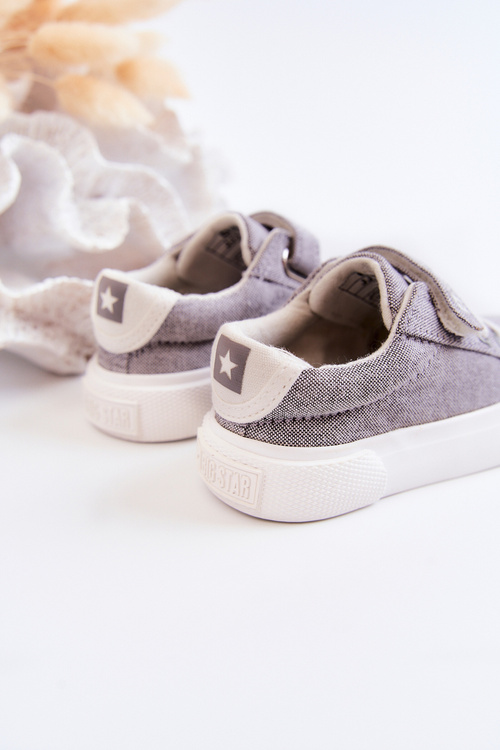 Dziecięce Niskie Trampki Na Rzep BIG STAR JJ374107 Szare