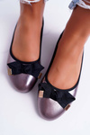 Baleriny Damskie Eleganckie Grafitowe LaDonna