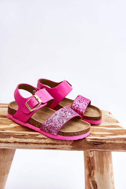 Skórzane Dziecięce Sandałki Big Star LL374135 Różowe