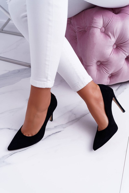 Szpilki Damskie Laura Messi 1727 Skóra Zamszowa Czarne Valentine