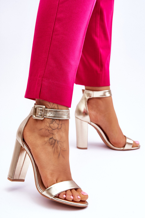 Sandałki Na Obcasie Złote Georgina