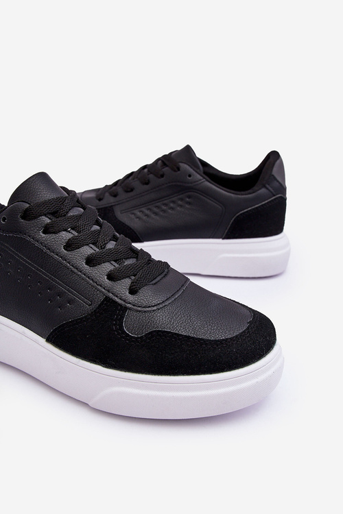 Męskie Buty Sportowe Sznurowane Czarne Castiel