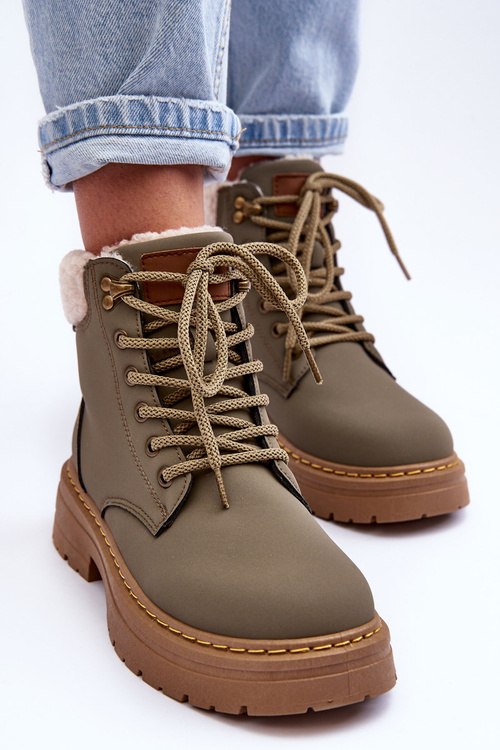 Trapery Damskie Z Kożuchem Zielone Jette