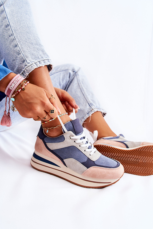 Damskie Zamszowe Buty Sportowe Niebiesko-Szare Elisse