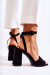 Modne Sandałki Na Słupku Czarne Salis