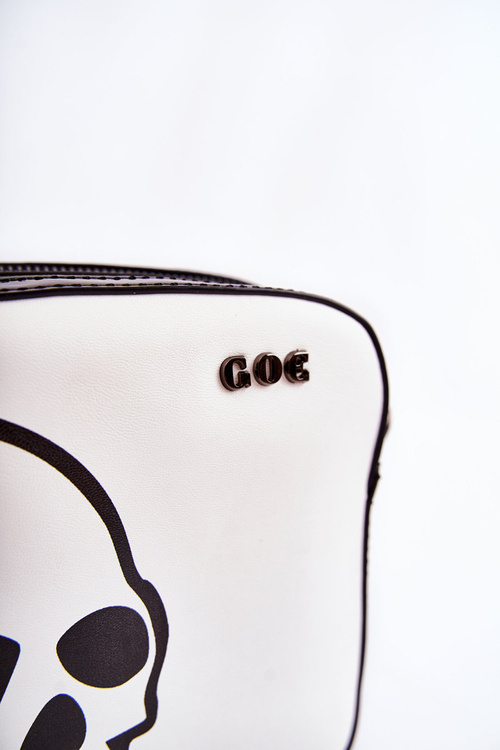 Skórzana Torebka Listonoszka W Print GOE ZNJ013 Czarno-Biała