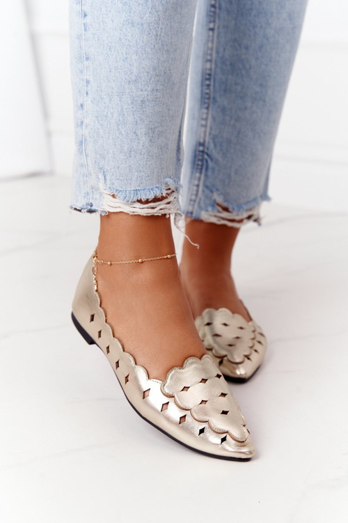 Damskie Ażurowe Mokasyny Lu Boo Złote